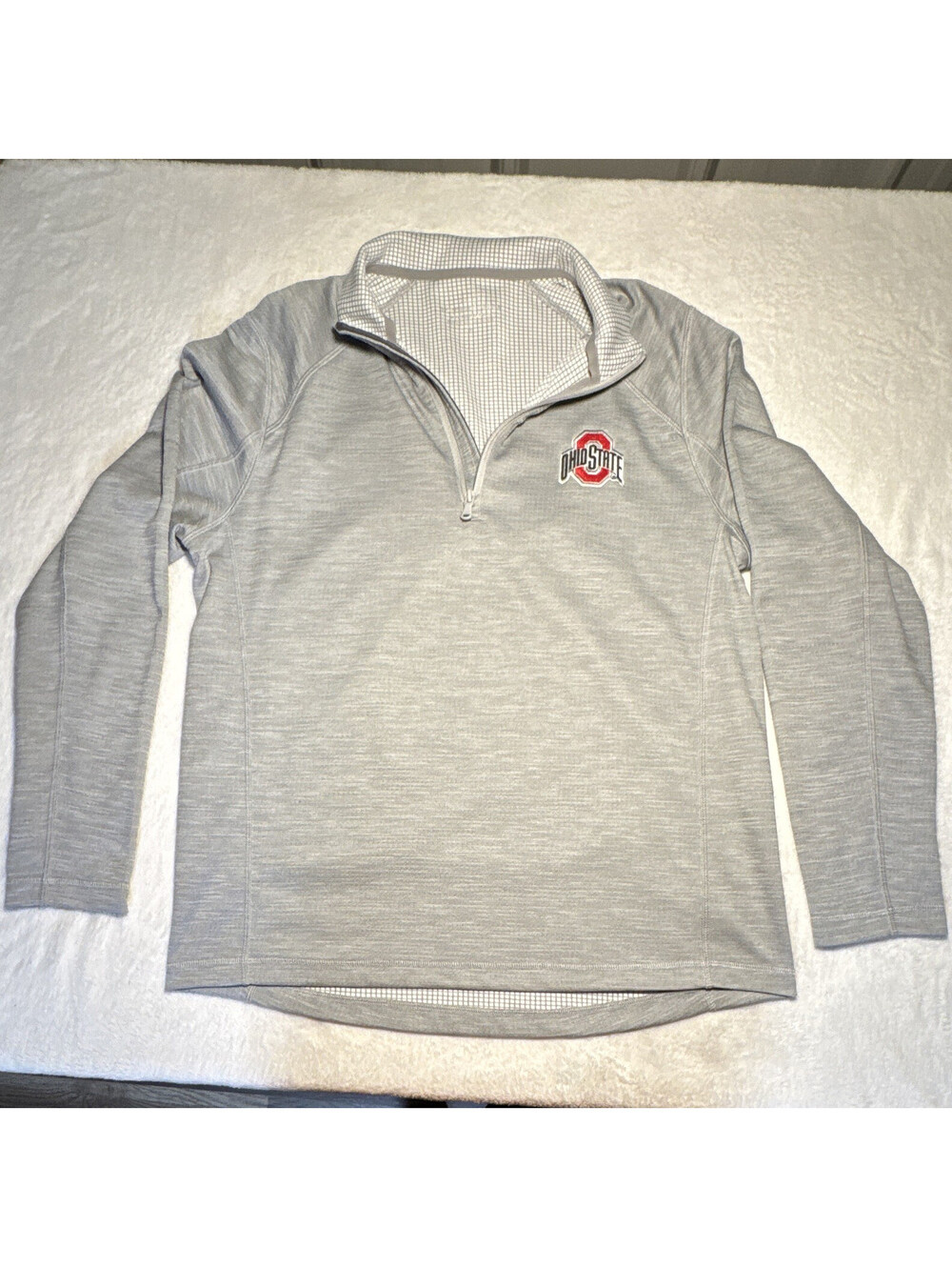 Vineyard Vines Performance Ohio State Gray M 1/4 Zip Pullover Mock Neck LS EUC